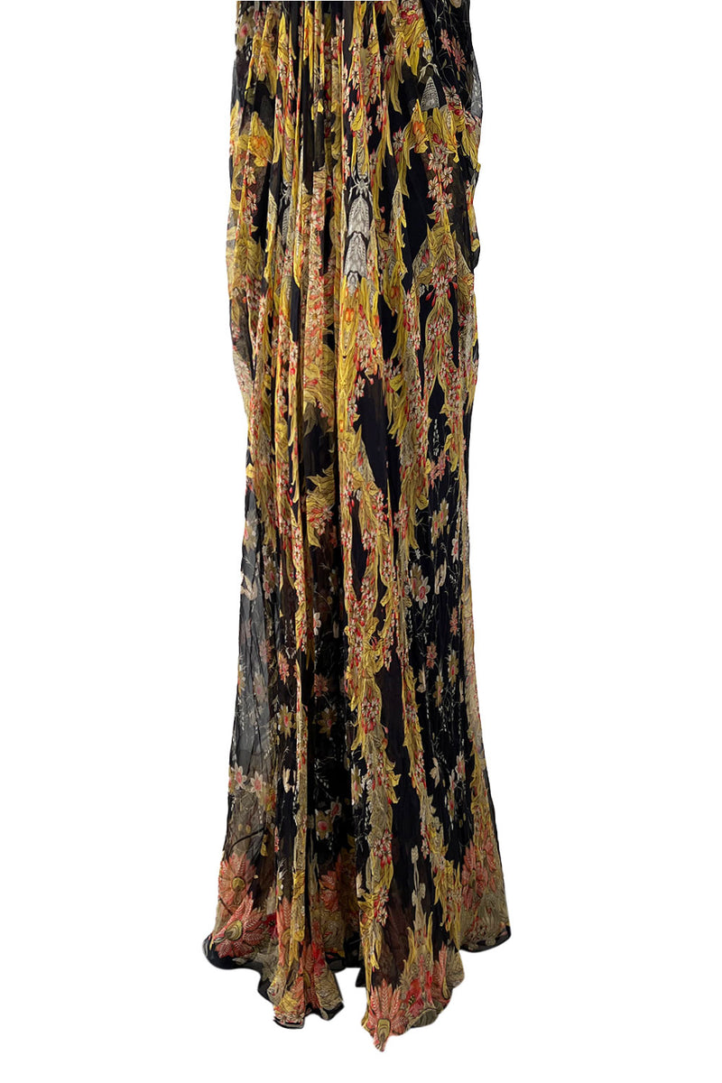 Stunning Spring 2010 Alexander McQueen Intricately Printed Strapless Bias Cut Dress
