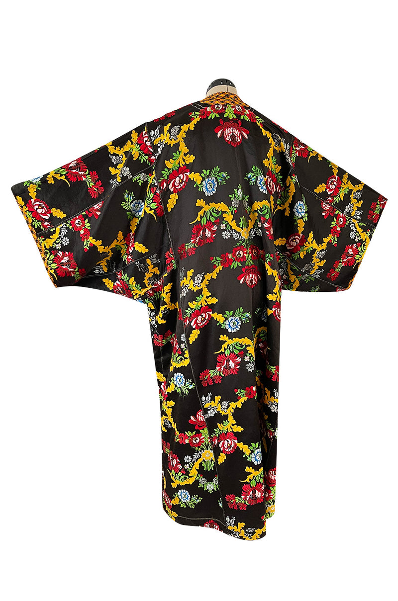 Spectacular Vintage Oversized Kimono Coat Made From an Incredible Antique Floral Silk Brocade