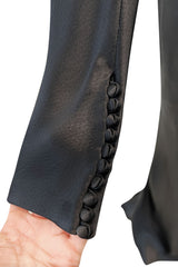 Incredible 2007 Alexander McQueen Original Bias Cut Black Silk Satin Dress w Tie Belt