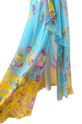 Spring 2004 Valentino Runway Pale Turquoise Silk Chiffin Print Dress