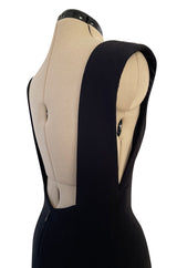 Early 2000s John Anthony Couture Completely Open Back Black Dress w High Side Slit