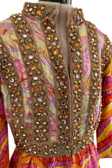 Amazing c.1967 Oscar de la Renta Gold Metallic Brocade Jumpsuit w Extensive Detailing