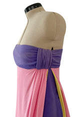 Prettiest Spring 2008 Valentino Runway Strapless Dress in Pink Yellow & Purple
