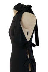 Gorgeous Early 2000s John Anthony One Sleeve Jersey Dress w Full Open Side & Bow Detail