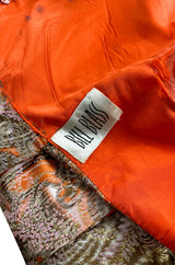 Unusual 1960s Bill Blass Open Panel Gold & Coral Metallic Coat