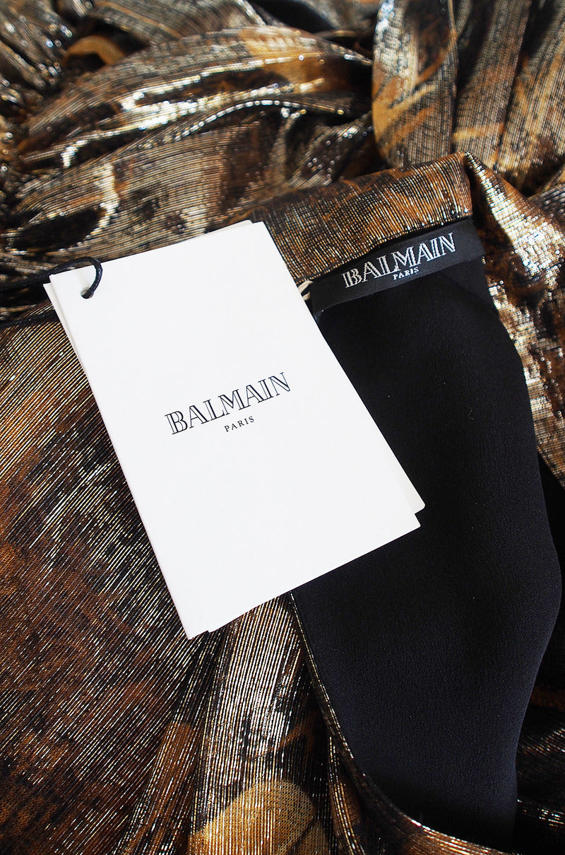 F/W 2013 Balmain Gold Print Lame Mini Dress