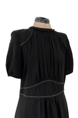Prettiest 2015 Isabel Marant Easy To Wear Black Mini Dress w White Stitching