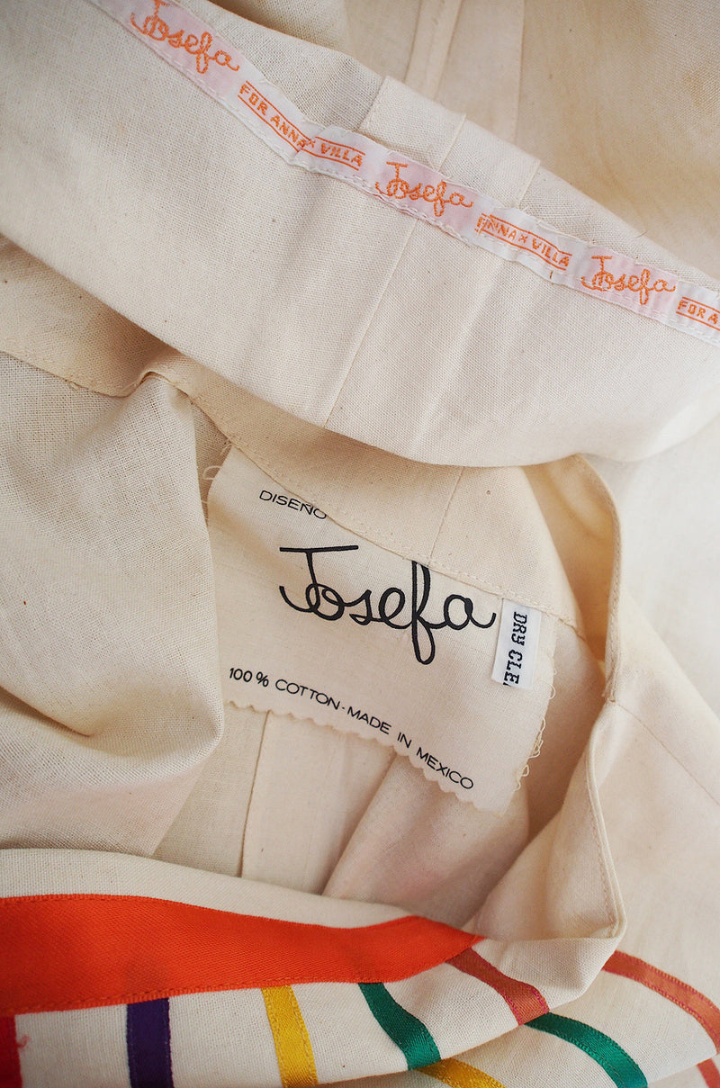 1960s Josefa Mexico Rainbow Ribbon Caftan
