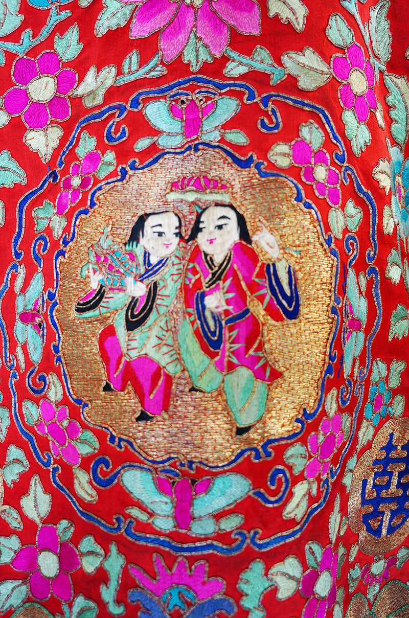 Rare Antique Silk Chinese Wedding Set