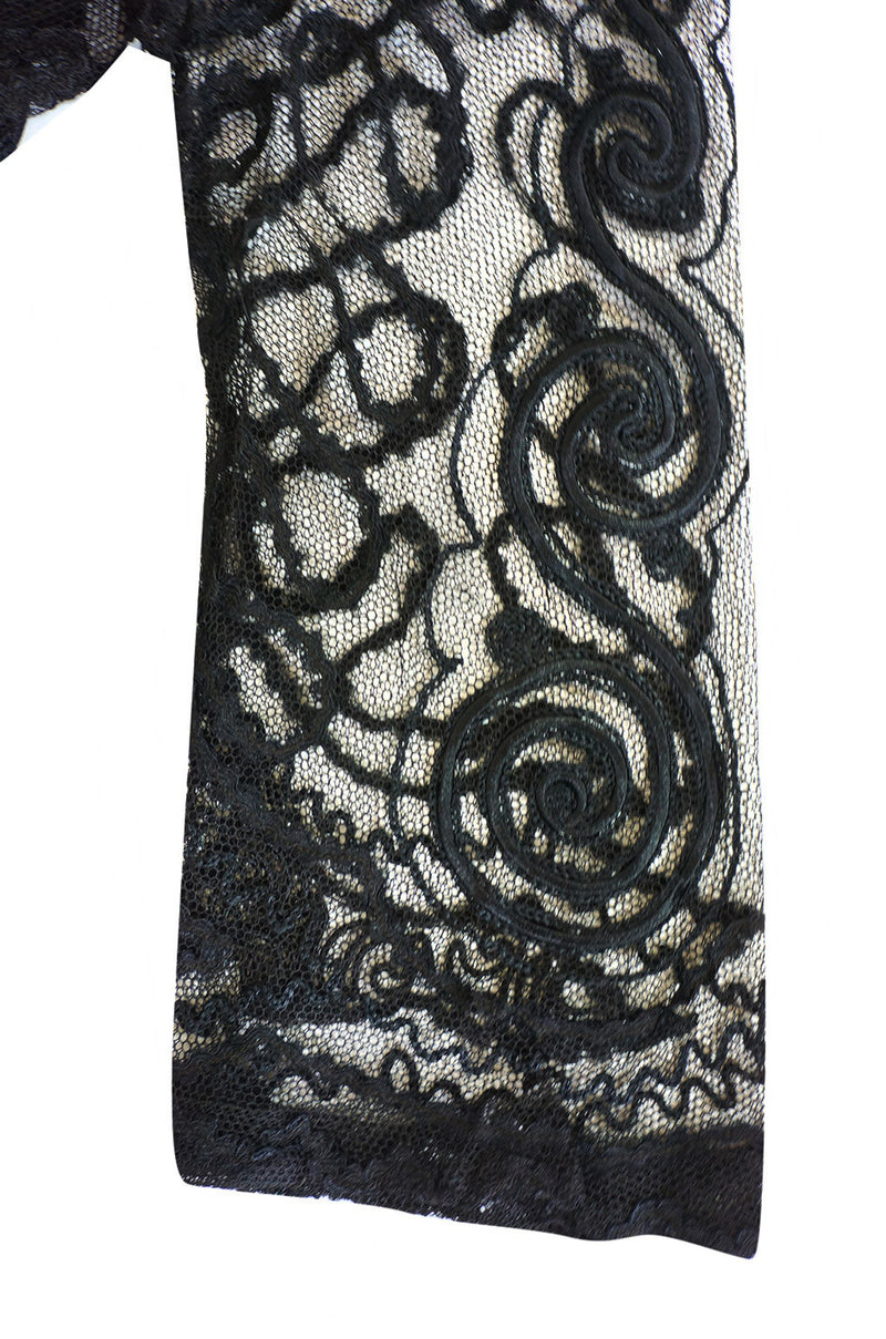 Edwardian Embroidered Black Net Coat