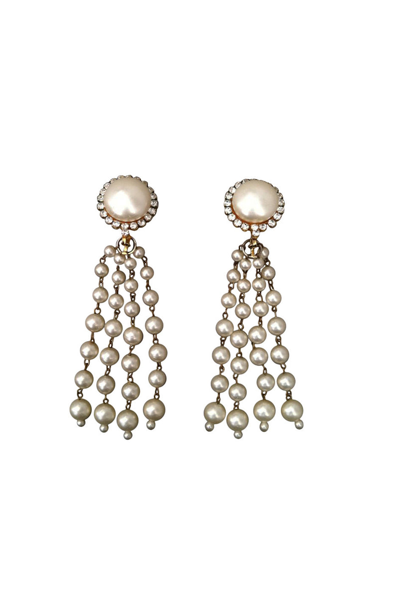 Chanel Pearl and Gilt Earrings  Chanel pearls, Pearl earrings vintage,  White gold earrings