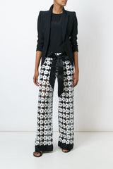Spring 2015 Chanel by Karl Lagerfeld Black Net & White Sequin Flower Pant & Top Set