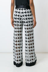 Spring 2015 Chanel by Karl Lagerfeld Black Net & White Sequin Flower Pant & Top Set