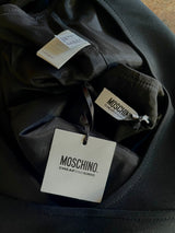 Early 2000s Moschino Cheap & Chic Black Stretch Crepe Dress w Removable Pearl Collar