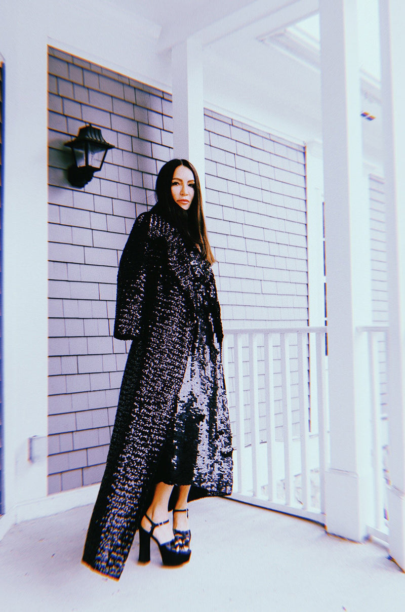 Sequin maxi coat Clearance
