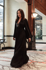 c1969 Iconic Ossie Clark "Graduation" Black Plunge Dress