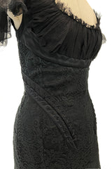 Fall 2002 Alexander McQueen 'Supercalifragilistic-Expialidocious' Runway Black Lace & Silk Chiffon Dress