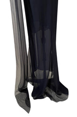 Fabulous 2002 Chanel Cruise Collection Stretch Jersey & Draped Silk Chiffon Midnight Blue Dress