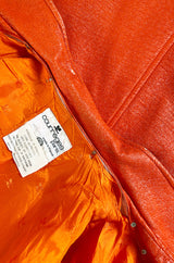 Iconic 1960s Andres Courreges Vivid Orange  & White Vinyl Coat or Dress w Original Belt