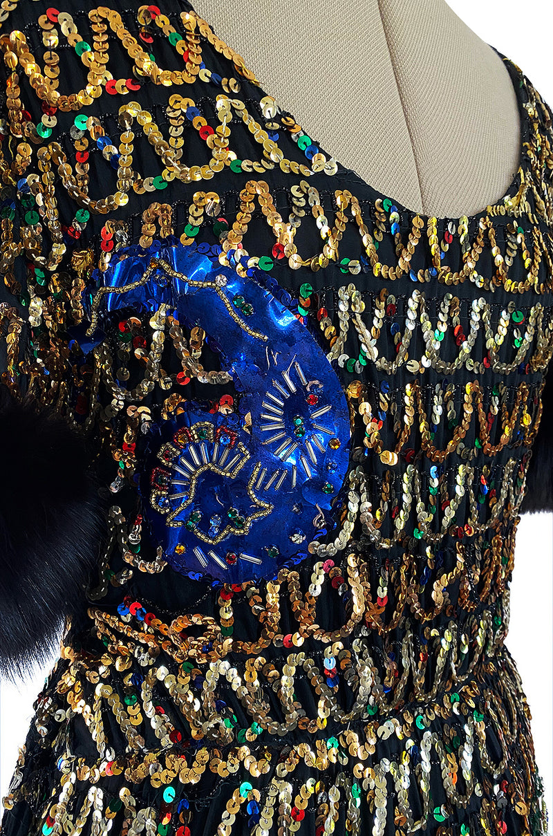 Late 1960s Oscar De La Renta Gold Sequin & Huge Paillettes Detailed Dr Shrimpton Couture Late 1960s Oscar De La Renta Gold Sequin & Huge Paillettes Detailed Dr Shrimpton Couture