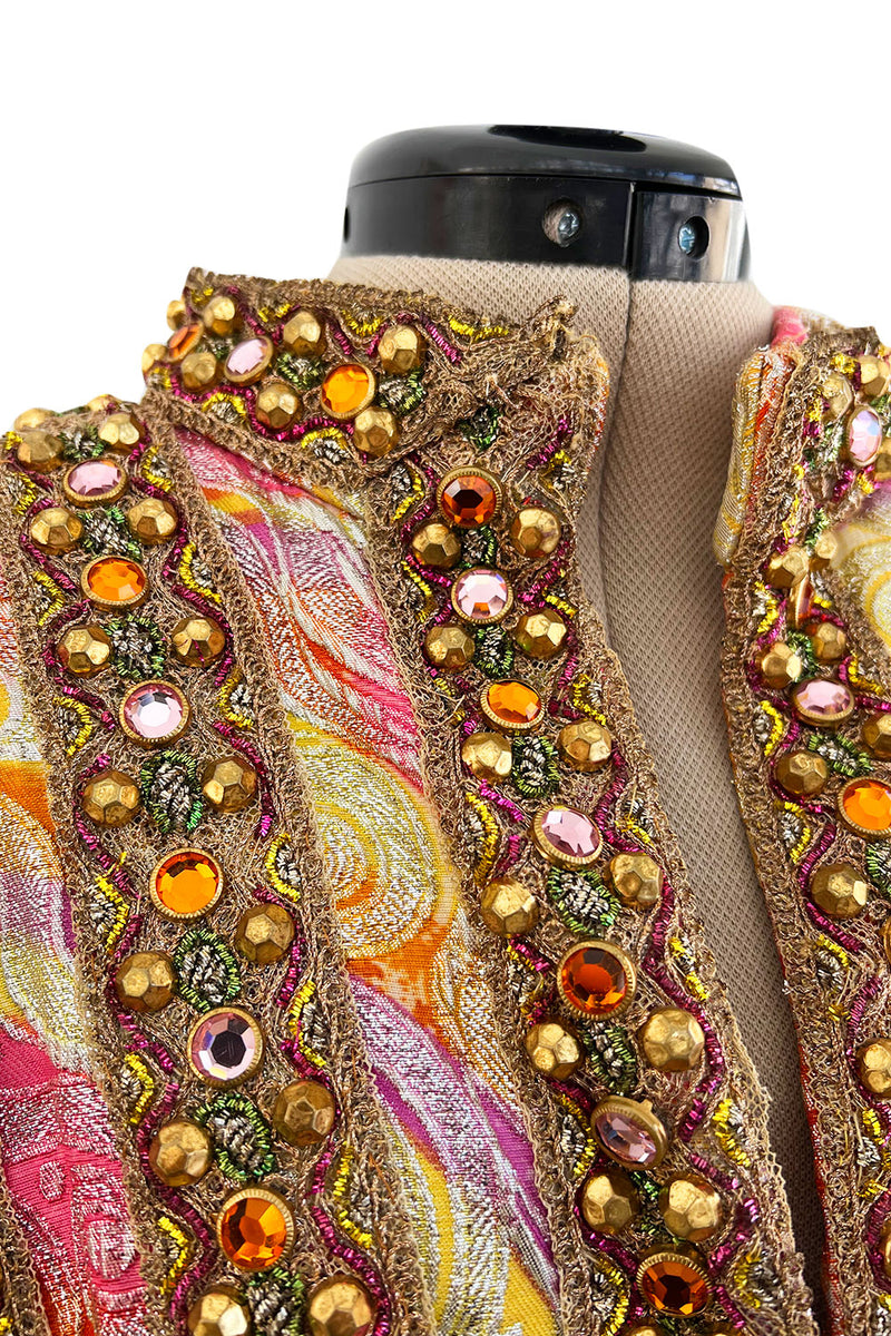 Amazing c.1967 Oscar de la Renta Gold Metallic Brocade Jumpsuit w Extensive Detailing