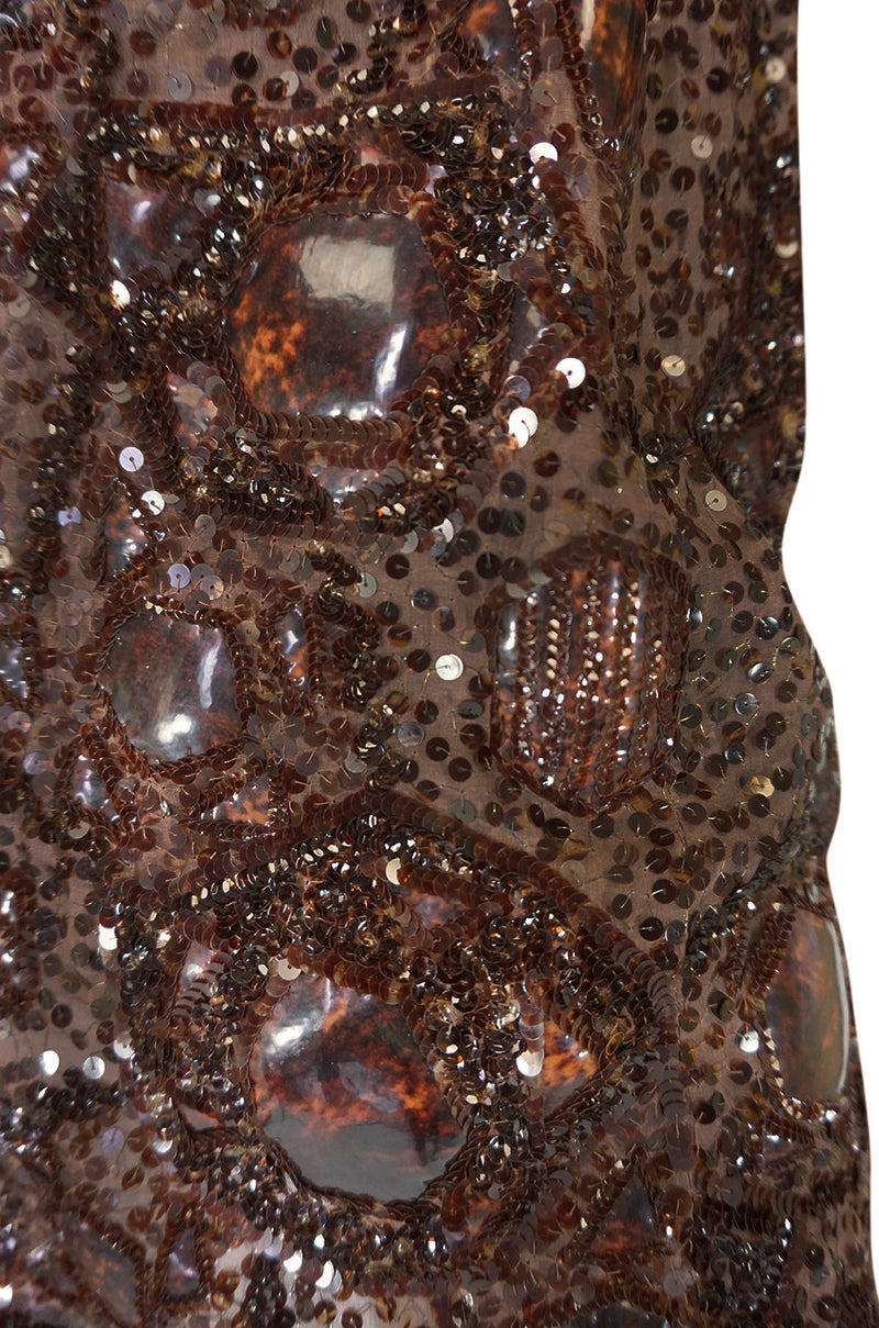 c.1966 Christian Dior Sequin & Tortoise Shell Demi-Couture Dress