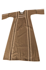 1960s Josefa Hand Embroidered w Brown Ribbon Detailing & Bird Motif Caftan Dress