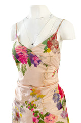 Exceptional Spring 1995 Bill Blass Runway & Book Piece Floral Silk Taffeta & Gingham Dress