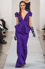 A/W 2013 Oscar De La Renta Runway Sculptural Purple Silk Dress
