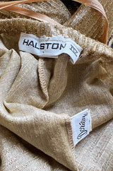 Iconic & Rare 1970s Halston Metallic Gold Lame Lurex Backless Jumpsuit