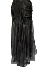 Fabulous 1980s Chloe Black Silk Organza Strapless Dress W Large Bow Detailing