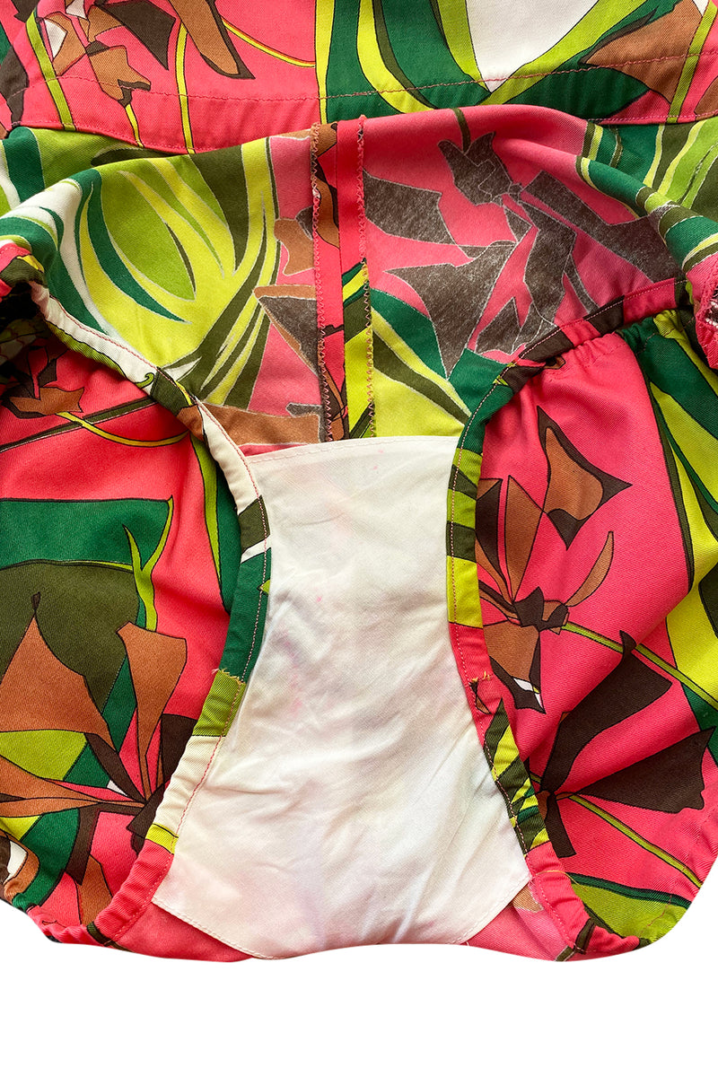 1968 Emilio Pucci Two Piece Coral Print Cotton Bikini Swimsuit