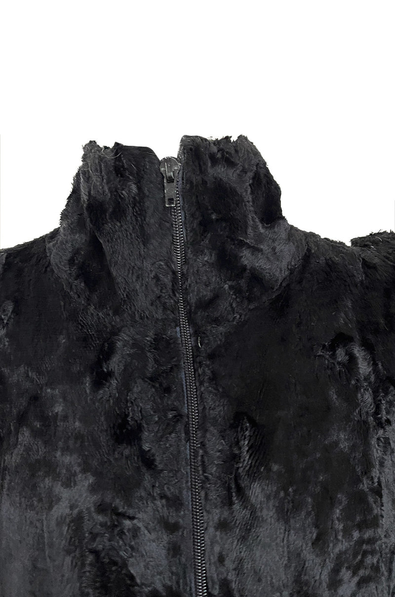 Documented 1973 Biba by Barbara Hulanicki Rare Maternity Label Black Faux Fur Swing Coat