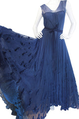 Late 1940s Norman Hartnell Attr Couture Net Gown