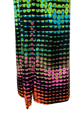 1970s Unlabeled Rainbow Colored Elaborate Sequin & Bead Detailed Dress