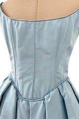 Runway Spring 1994 Balmain by Oscar de La Renta Haute Couture Baby Blue Corset Dress