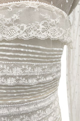 Prettiest 2012 Valentino Tiered Ivory Lace Net Dress w Tiny Sequin & Bead Detailing