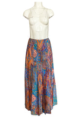 Early 1960s Tina Leser Printed Silk Twill Extra Wide Leg Pant & Top Set