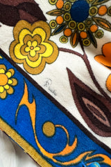 1960s Emilio Pucci Ivory, Yellow, Tan & Deep Blue Print Cotton Velvet Jacket