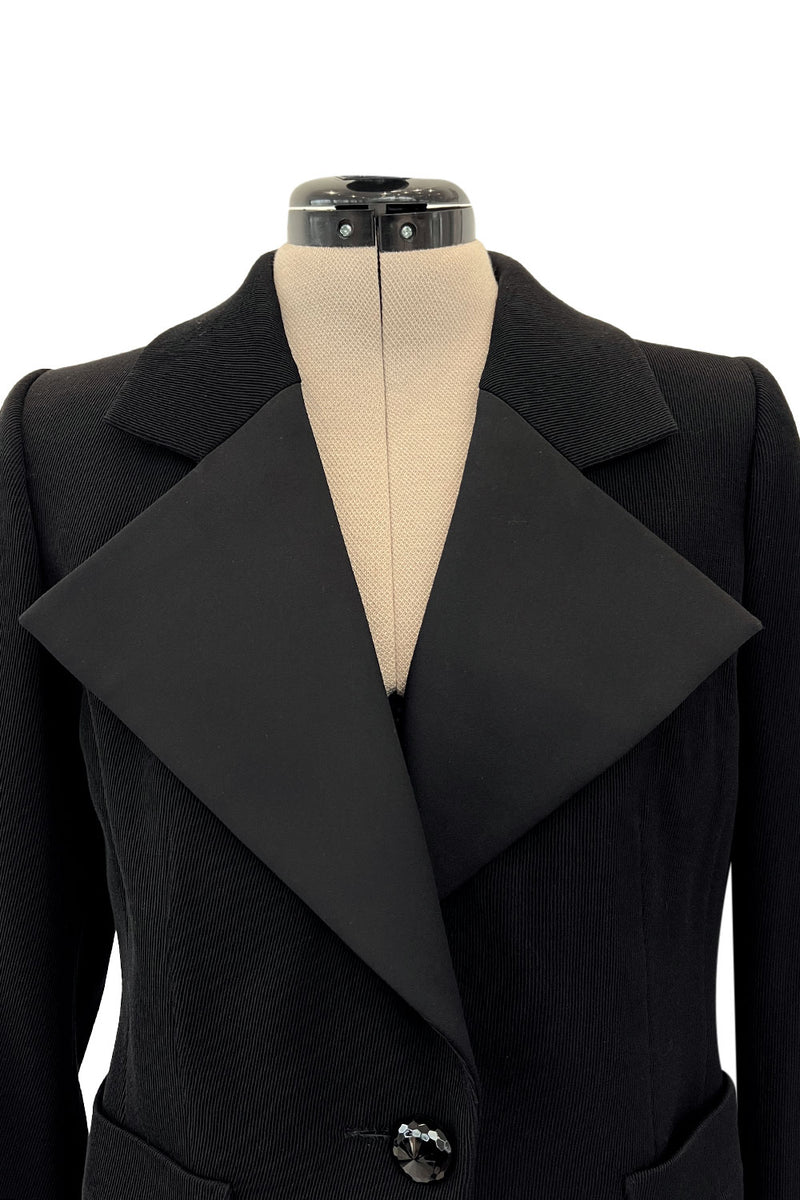 Documented Fall 2001 Yves Saint Laurent Haute Couture 'Le Smoking' Suit w Exaggerated Collar
