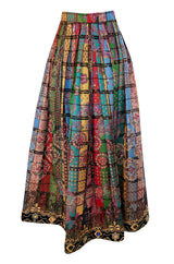 1981 Oscar De La Renta Documented Jewelled Metallic Printed Silk Jacket & Skirt Set