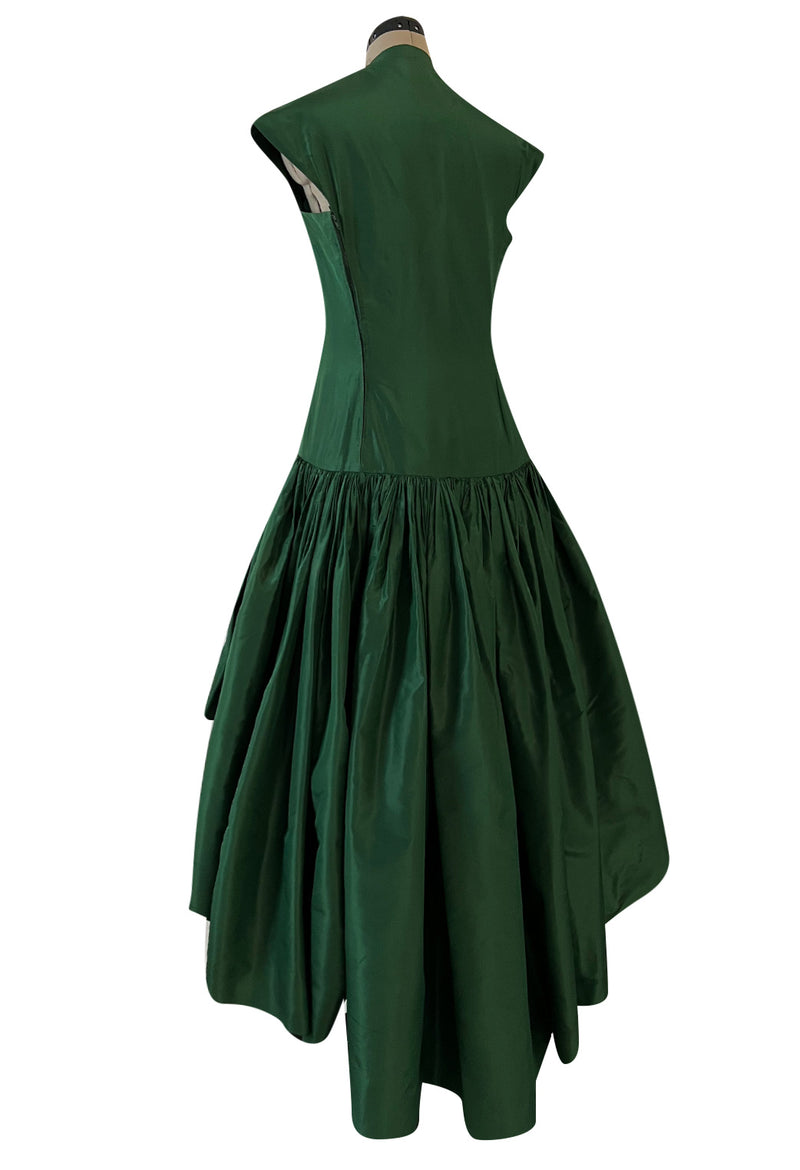 Rare 1977 Madame Gres Haute Couture Dress & Cape in a Deep Green