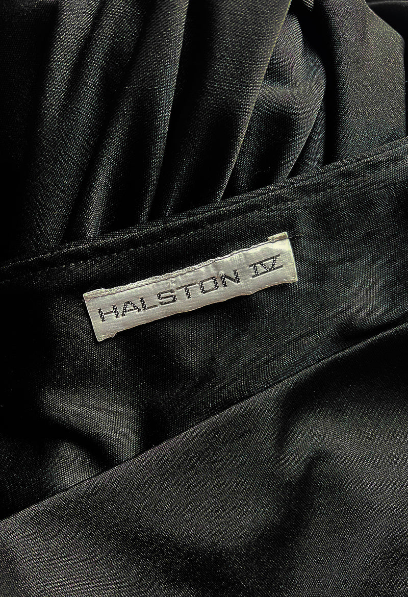 Easy to Wear 1970s Halston Black Jersey One Shoulder High Low Dress