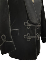 Unbelievable Vintage Turnbull & Asser Men's Black Velvet Smoking Jacket w Braided Silk Cord
