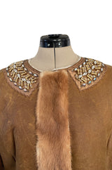 Iconic Fall 2004 Prada Look 14 Runway Shearling Coat w Mink Beading & Crystal Detailing