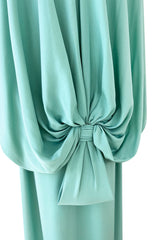 Rare 1978 Pierre Cardin Haute Couture Pale Mint Turquoise Silk Avante Garde Sack Dress