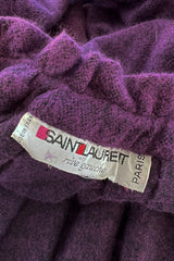 Superb Fall 1977 Yves Saint Laurent Ad Campaign Purple Wool & Mohair Cape w Dramatic Collar