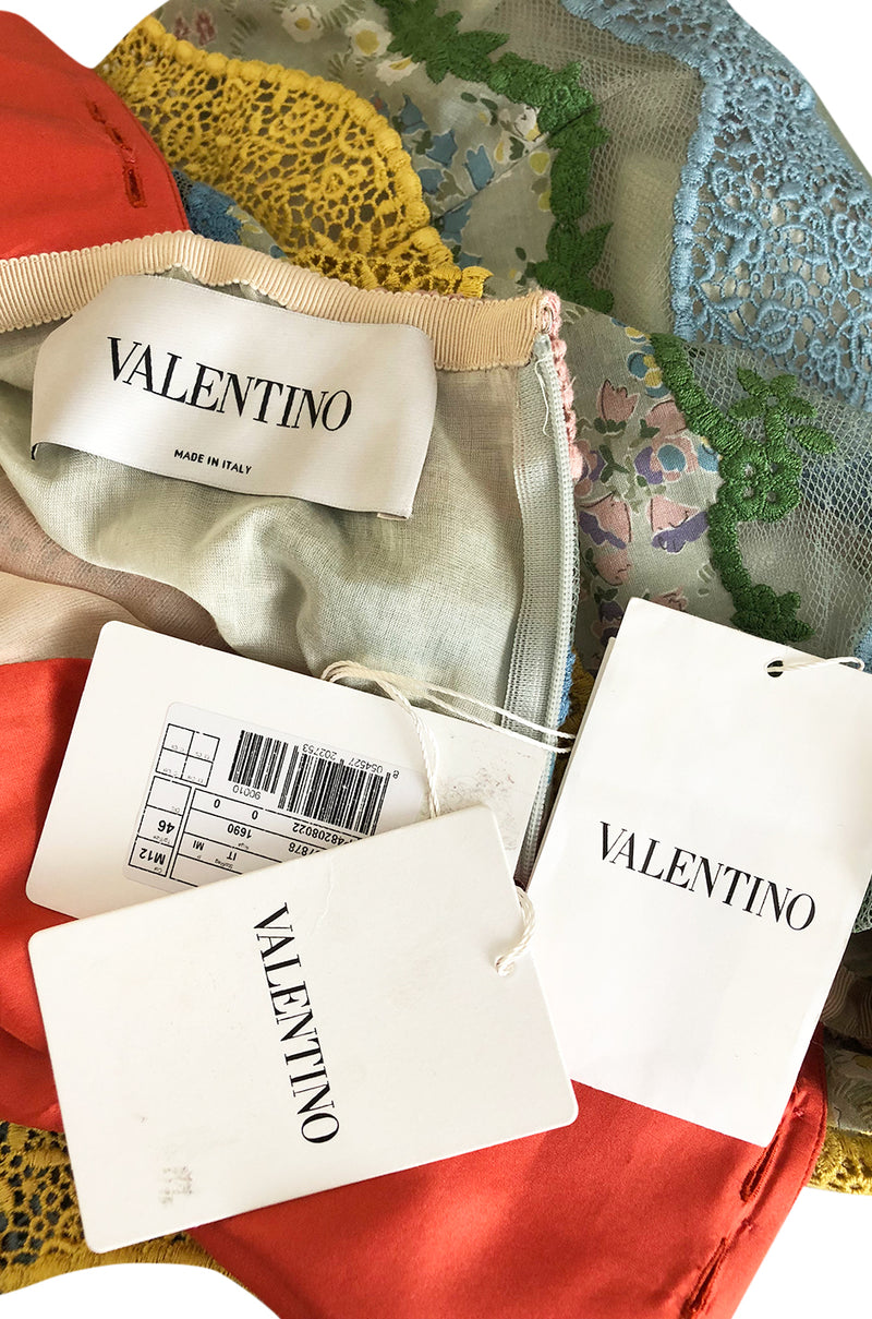 Resort 2016 Valentino Lace, Silk and Cotton Backless Patchwork Dress