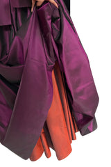 Fall 1982 Yves Saint Laurent Iridescent Purple Silk Taffeta Gigot Sleeve Dress