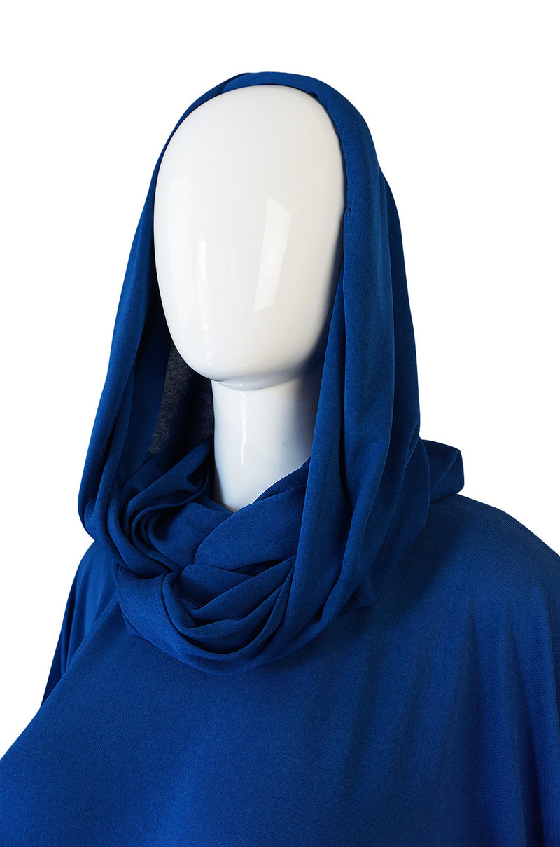1980s OMO Norma Kamali Jersey Dramatic Sleeved Dress